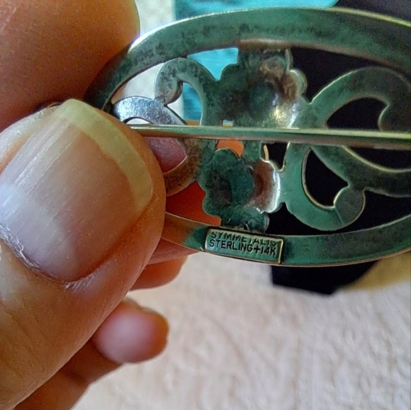 Vintage 14kt over Sterling Silver Symmetalic Floral Brooch - Picture 4 of 13